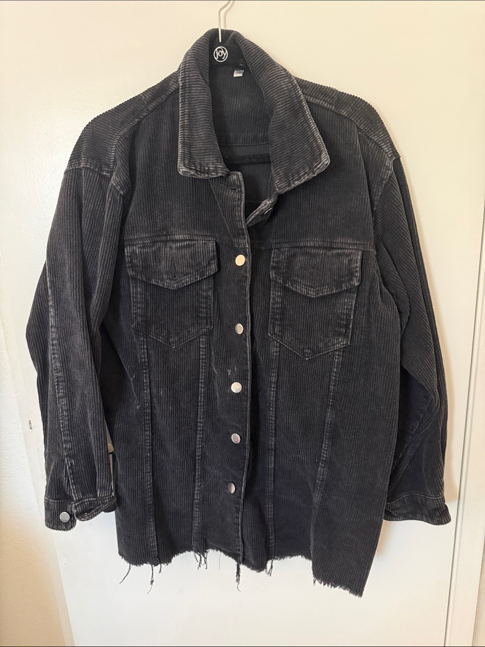 Black Corduroy Button-Front Jacket
